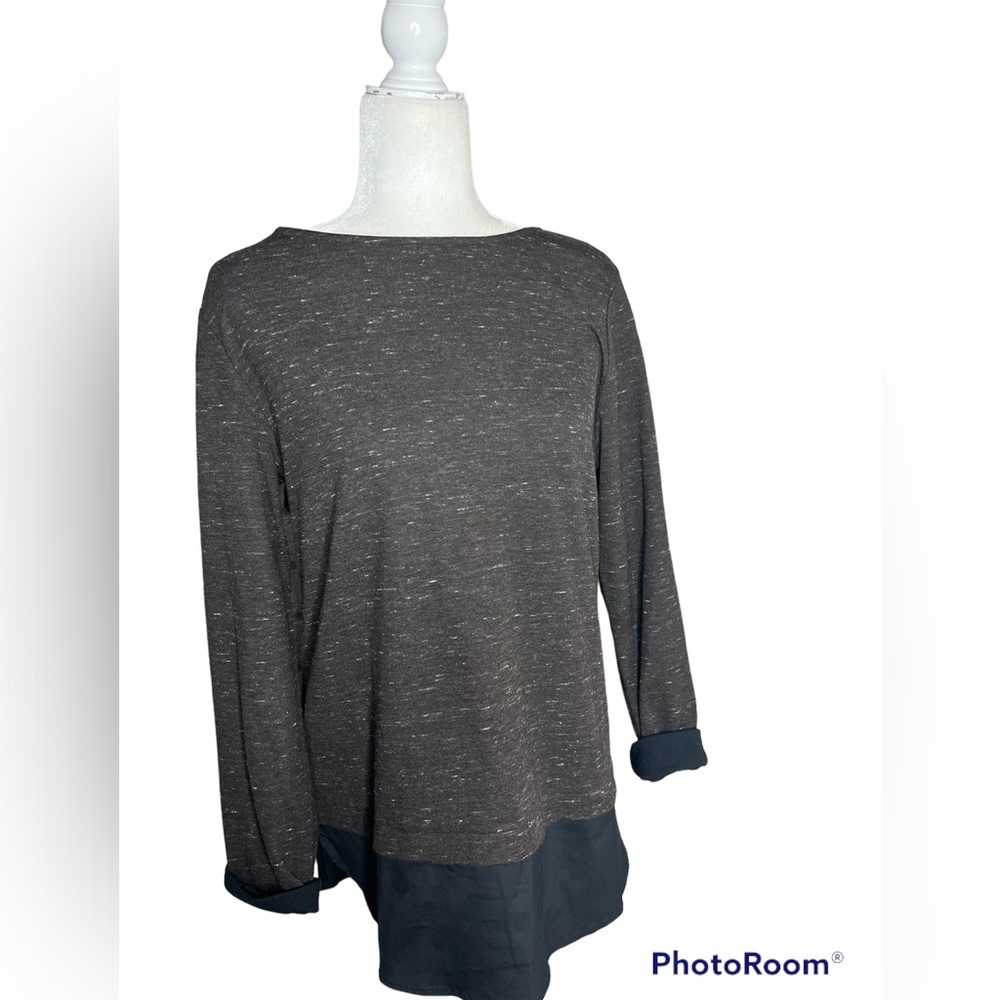 Finley Mixed Media Top Brown With Black Size Medium